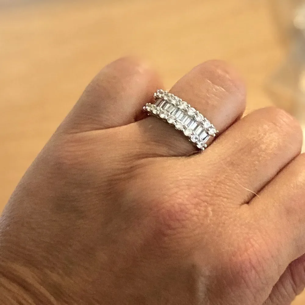The Mistress Classic 925 Silver White Sapphire band ring sz 7